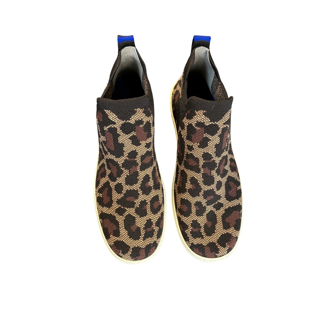 Rothys The Sneaker Wildcat Leopard Print Slip On Shoes Brown Tan Womens 8.5